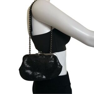 Express Black Sequin shiny Over the Shoulder Clutch Purse bag